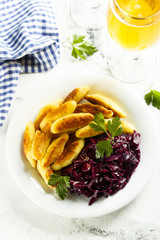 Red cabbage with potato gnocchi