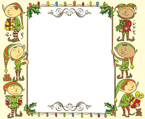 Christmas banner with elves