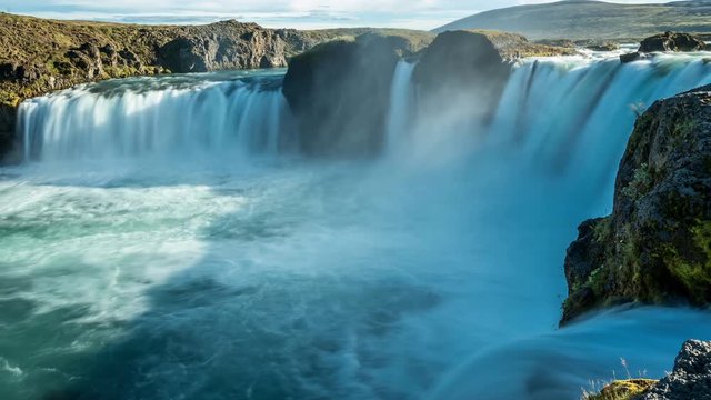 Godafoss in Iceland sunny 4K