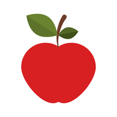 Fototapeta premium silhouette colorful of apple with stem and leafs vector illustration
