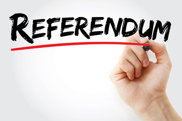Hand writing Referendum with marker, concept background