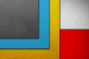 Material design wallpaper. Real paper texture. Gray shades, yellow, blue and red