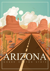 Arizona vector american poster. USA travel illustration. United States of America greeting card - 129426026