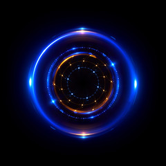 Abstract neon background. luminous swirling bunner. Glowing spiral. 
Shine round frame with light circles light effect. Glowing cover. 
Space for your message. Glossy. LED ellipse