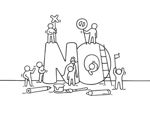 Sketch of  little people with big word No.
