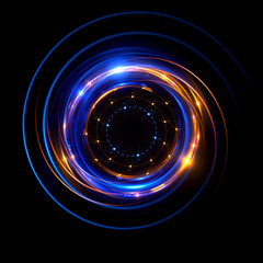 Abstract neon background. luminous swirling bunner. Glowing spiral. 
Shine round frame with light circles light effect. Glowing cover. 
Space for your message. Glossy. LED ellipse