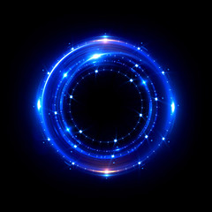 Abstract neon background. luminous swirling bunner. Glowing spiral. 
Shine round frame with light circles light effect. Glowing cover. 
Space for your message. Glossy. LED ellipse