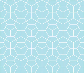 Abstract geometry blue deco art hexagon pattern