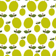 colorful pattern of lemons with stem and leafs vector illustration