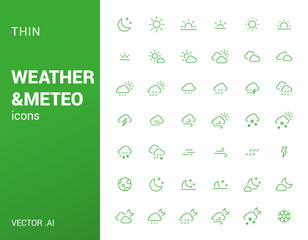 Pack of thin Weather icons.