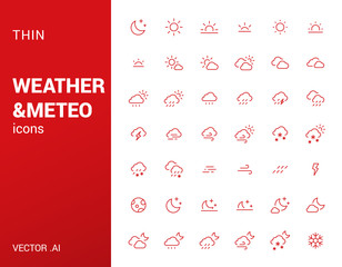 Pack of thin Weather icons.
