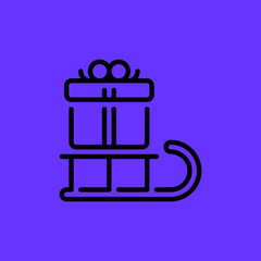 gift on the sled icon. flat design
