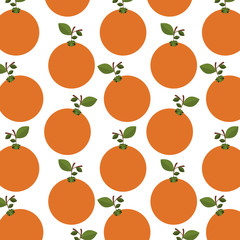 colorful pattern of oranges with stem and leafs vector illustration