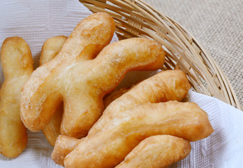 Fried Bread Stick , deep-fried dough stick  or Patongko is Thai name
Fried bread stick and soy milk are good for a breakfast time.
