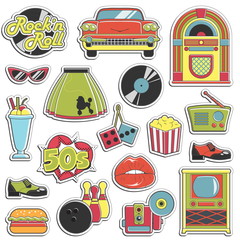 Vintage 1950s retro style stickers set