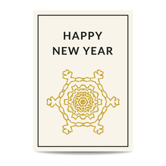 Happy New Year greeting card golden snowflake