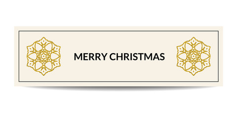 Merry Christmas banner with golden snowflake