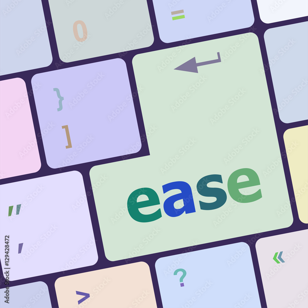 Poster easy word on keyboard key, notebook computer button