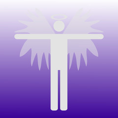 Angel Gray Icon Symbol Design. Vector  illustration isolated on white background. Angel silhouette.