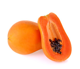 Ripe papaya on white background