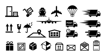 delivery service flat icons vector set