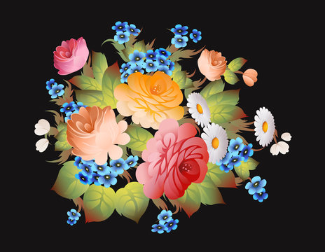 Russian floral pattern zhostovo style vector