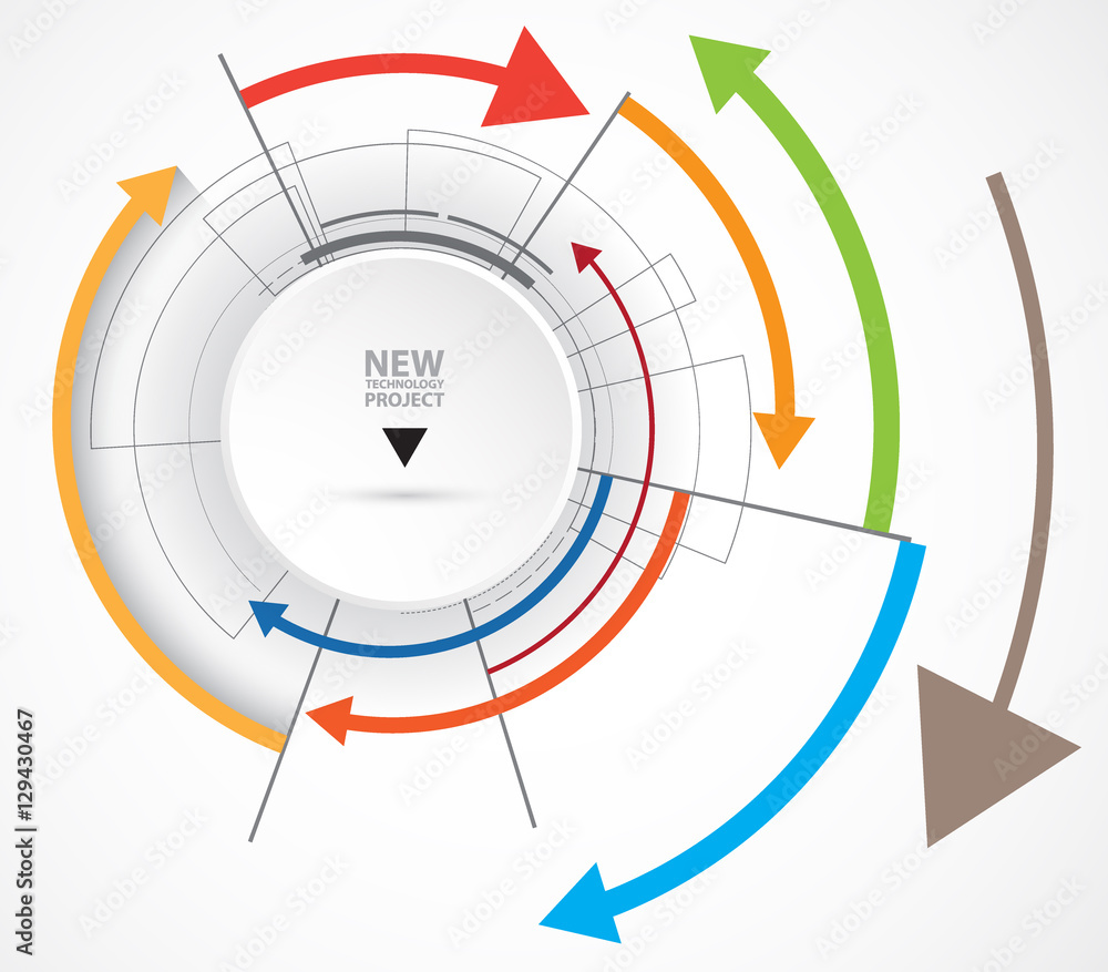Poster flow of arrows. imagination of business or technology process. vector futuristic background with gre