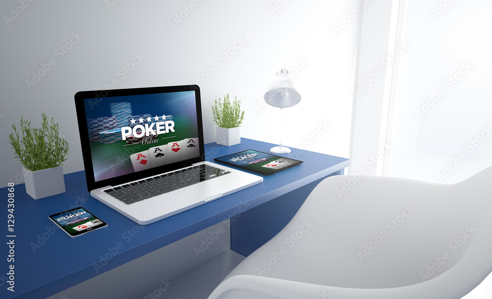 Canvas Prints blue responsive studio with poker website devices