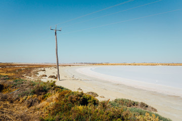 Salt Lake on mallee hill road side , Westen Australia .