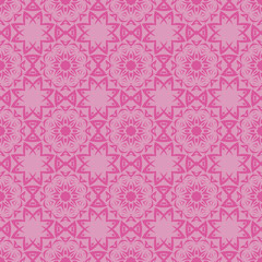 Pink Ornamental Seamless Line Pattern. Endless Texture. Oriental Geometric Ornament