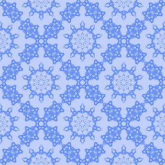 Blue Ornamental Seamless Line Pattern. Endless Texture. Oriental Geometric Ornament