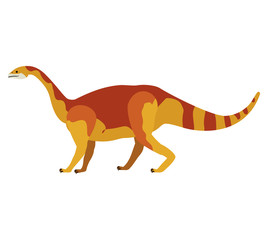 colorful cartoon with dinosaur mamenchisaurus vector illustration