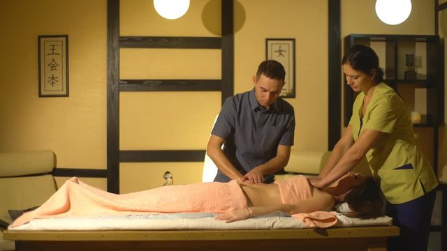 Four hands back massage