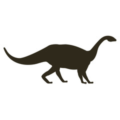 monochrome silhouette with dinosaur mamenchisaurus vector illustration
