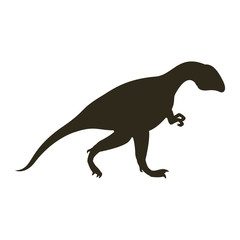 monochrome silhouette with dinosaur allosaurus vector illustration