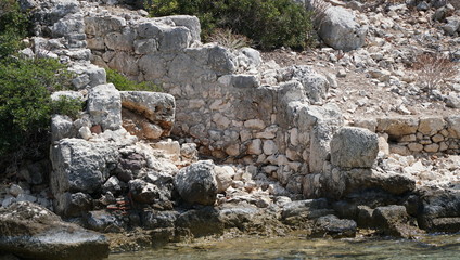 Fototapeta na wymiar Ruins of the ancient city on the Kekova island, Antalya - Turkey