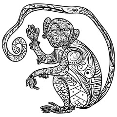 Zentangle Hand drawn vector doodle ornate  Monkey illustration