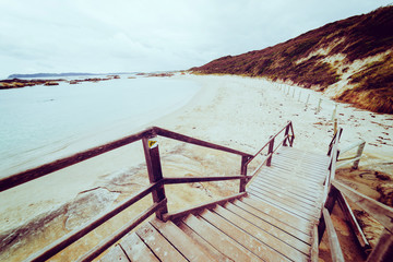 Steps leading down to beach at  .Torndirrup National Park, Albany, Western Australia,...