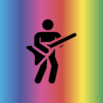 Guitar Player Icon. Flat Design