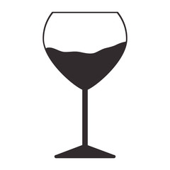 silhouette monochrome with champagne glass vector illustration