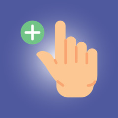 plus and hand icon. flat design