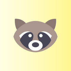 racoon head icon. flat design