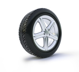 Obraz premium car tire on a white background - 3d rendering
