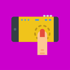 smartphone and finger icon. flat design
