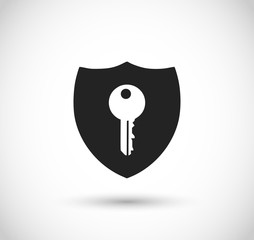 Shield with key icon vector