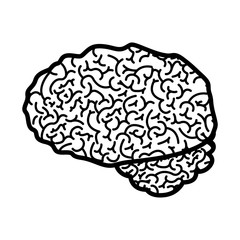 brain silhouette monochrome with side view vector illustration