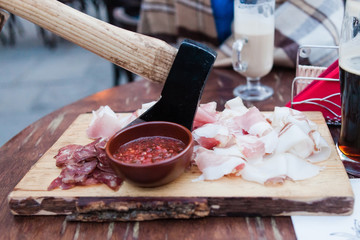 Beer with meat snack to beer supply meals
