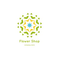 Vector vintage mandala logo. Kaleidoscope flower. Ornamental vector symbol
