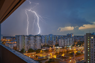 Storm warning in the city. Moscow. Russia.