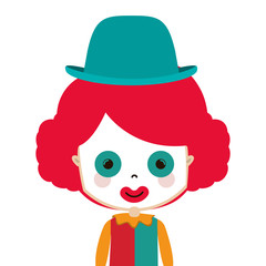 half body funny small clown with hat vector illustration